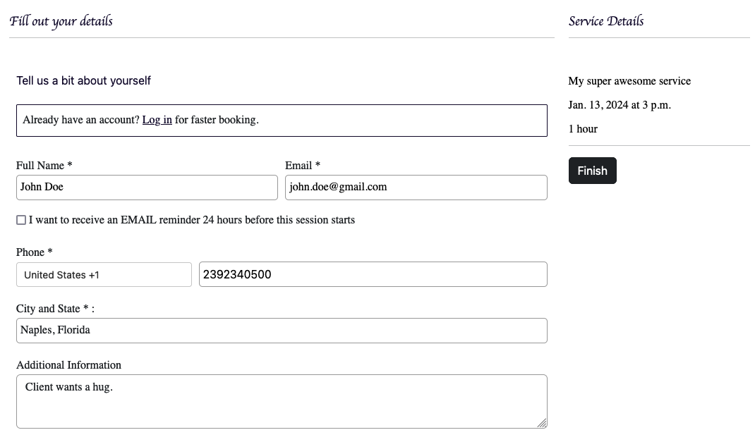 Adding Personal Information