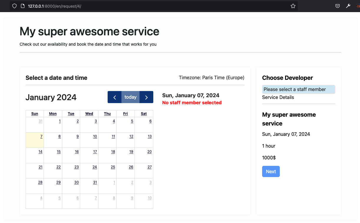 Appointment Request without Staff Member